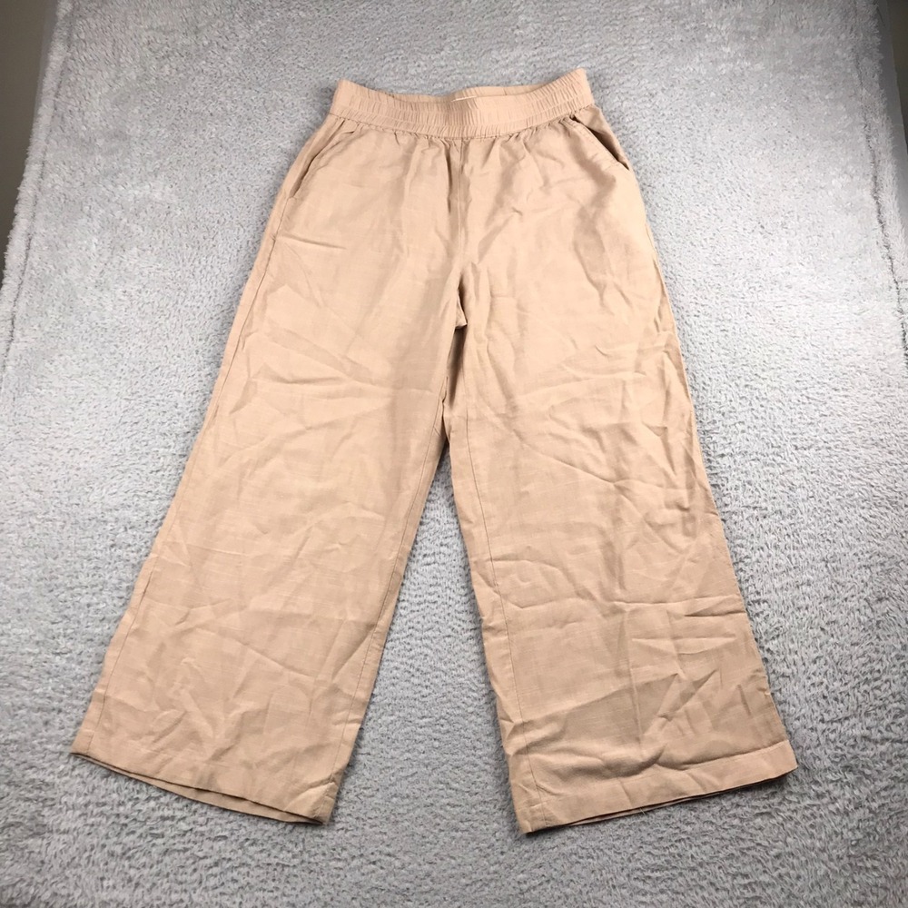 Marine Layer Allison Wide Leg Pants Womens S (30x26) Tan Pull On Stretch Trouser